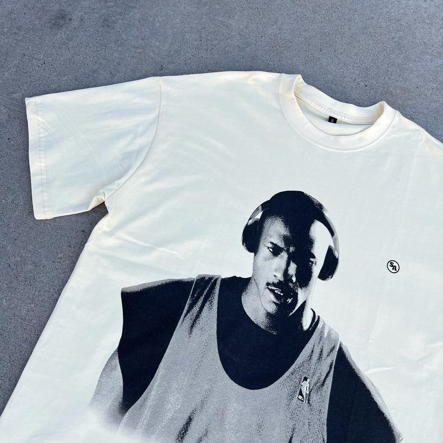 Casual Street Sports Retro Print Heavyweight T-shirt