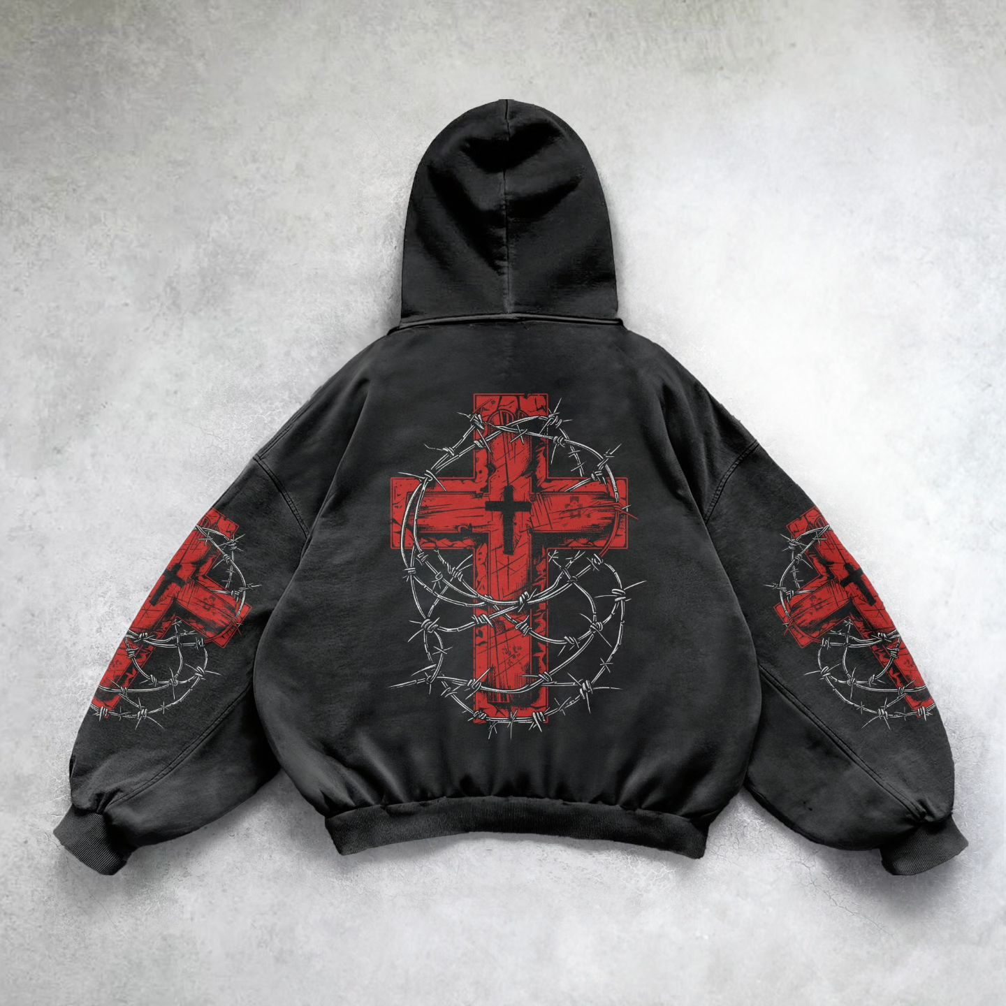 Cross vintage print hoodie
