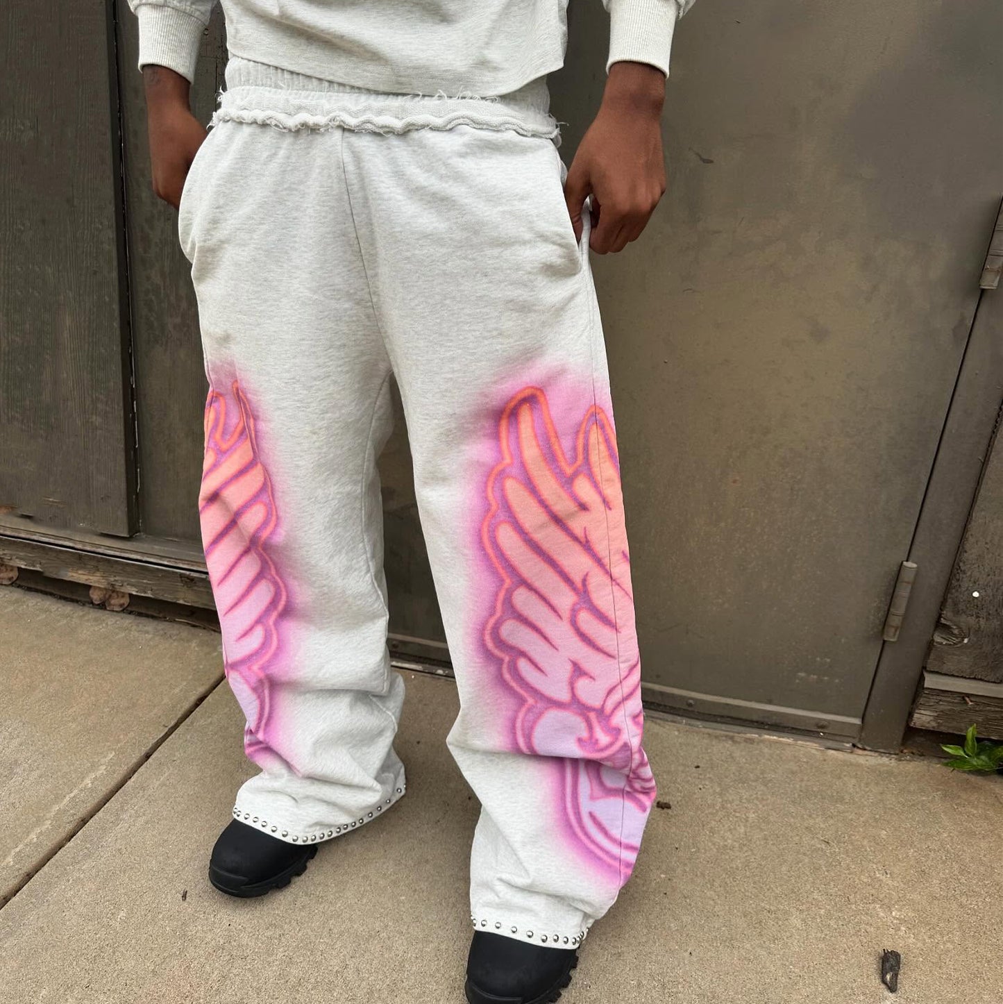 Angel casual street wide-leg heavyweight sweatpants