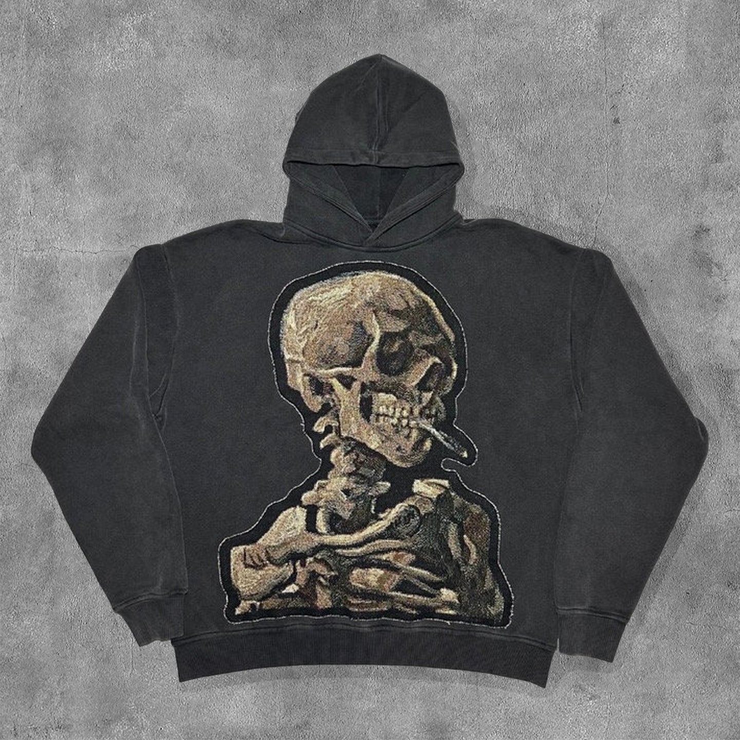 Personalized Skull Rib Print Long Sleeve Hoodies