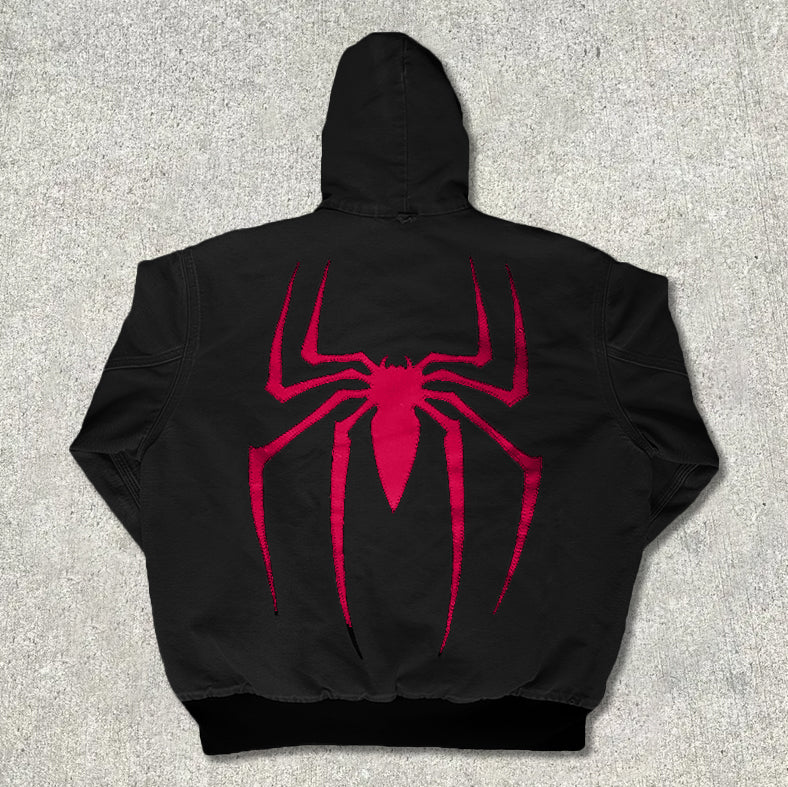 Street Spider Embroidery Zipper Lined Jacket