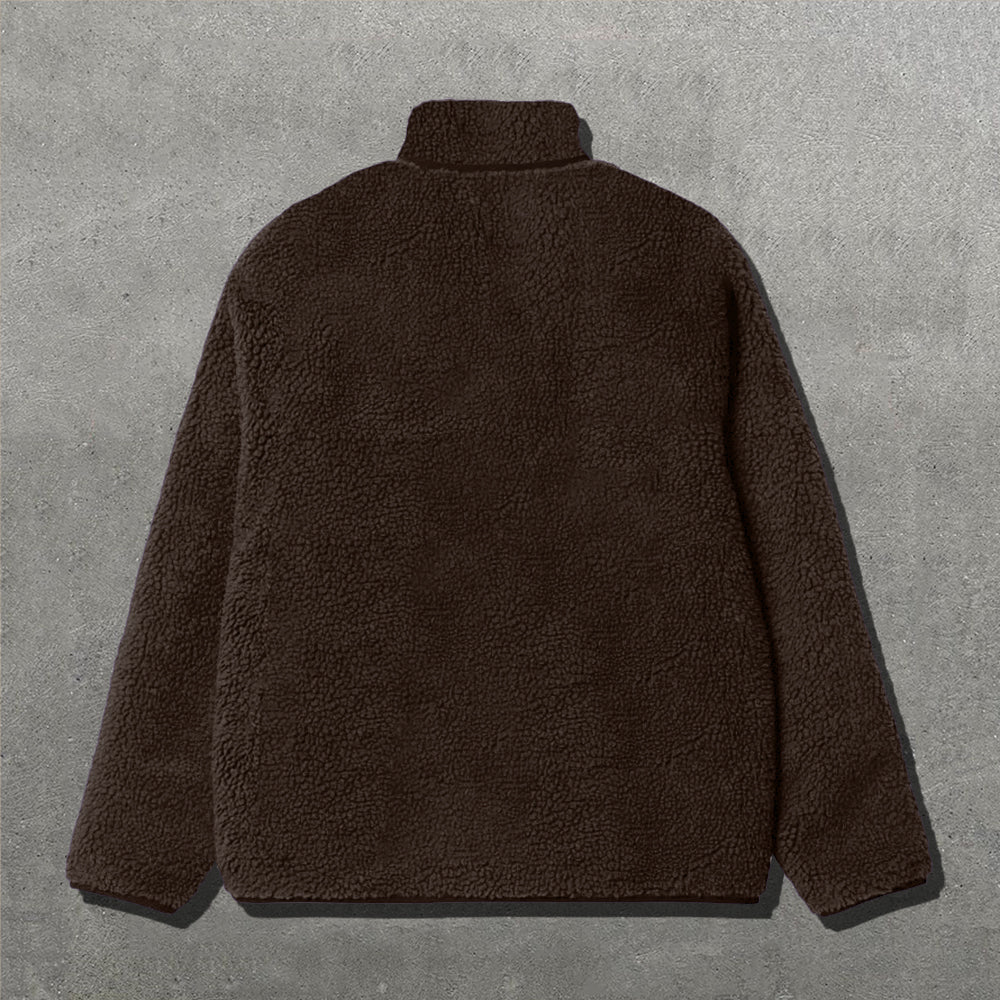 Fashion Anime Symbol Print Long Sleeve Zipper Pocket Plush Coat