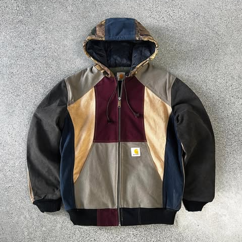 Contrast vintage zip-up jacket