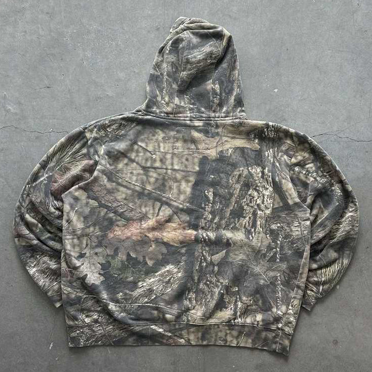 Camouflage Forest Letters Print Long Sleeve Hoodies