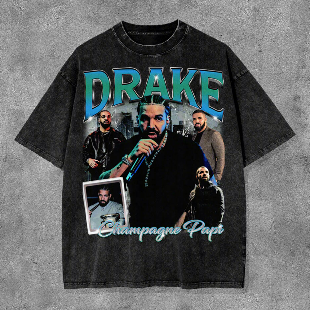 Character Singing Washed Distressed Short Sleeve T-Shirt