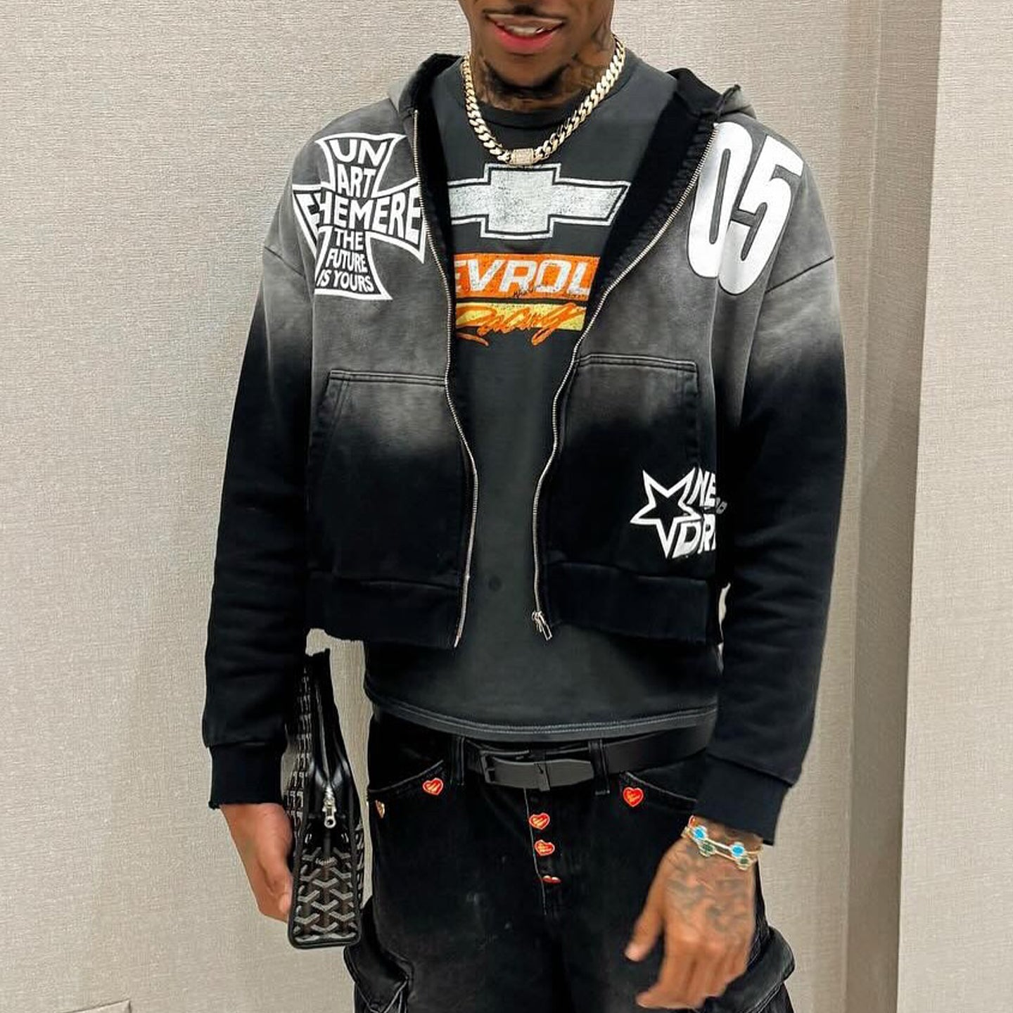 Gradient Vintage Wash Zip-Up Hoodie