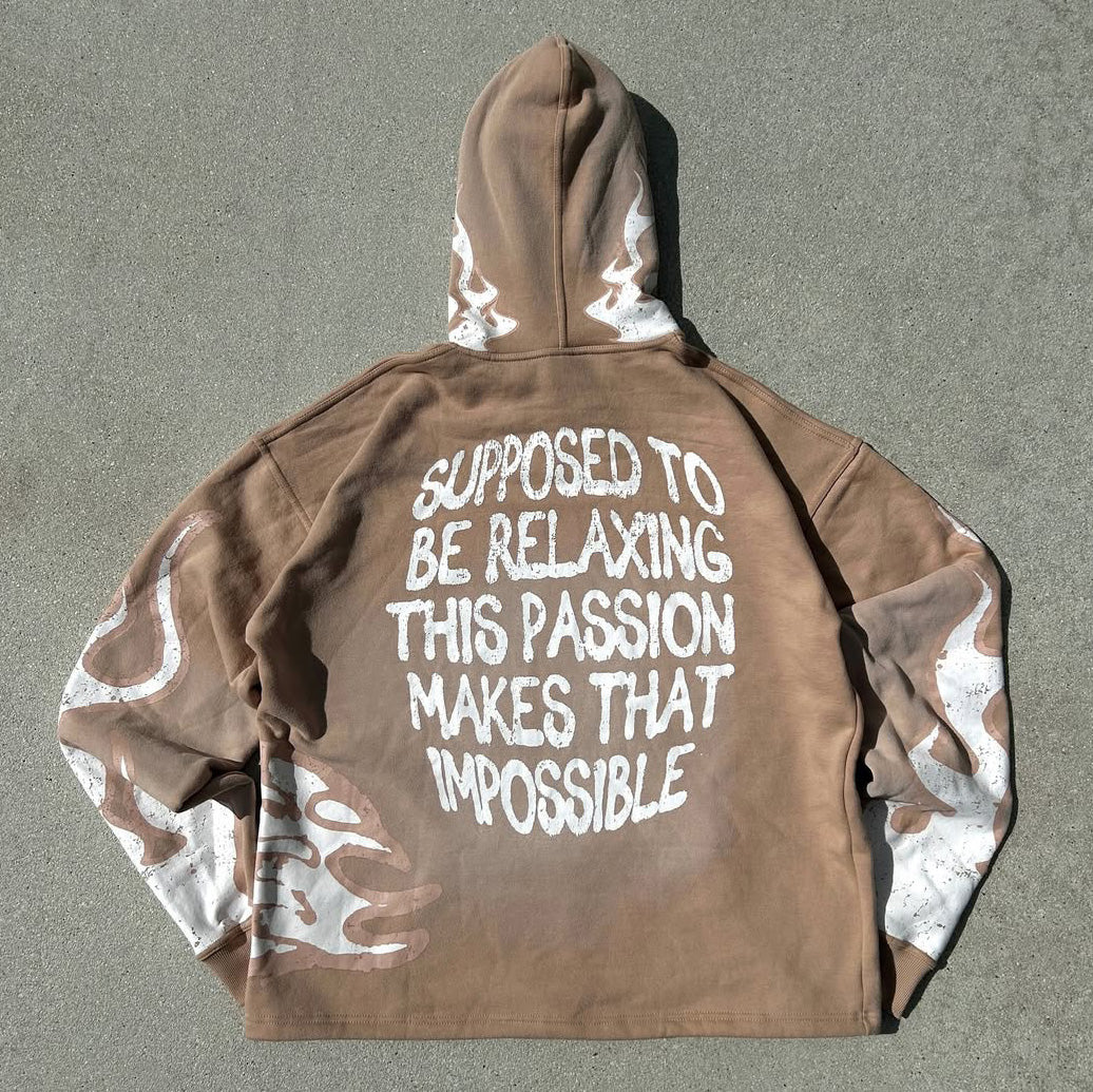 Impossible Letters Print Long Sleeve Hoodies