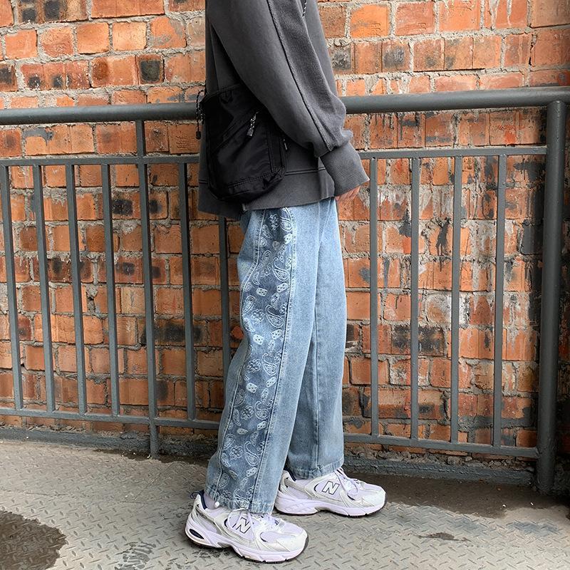 Denim trousers loose straight-leg street casual pants