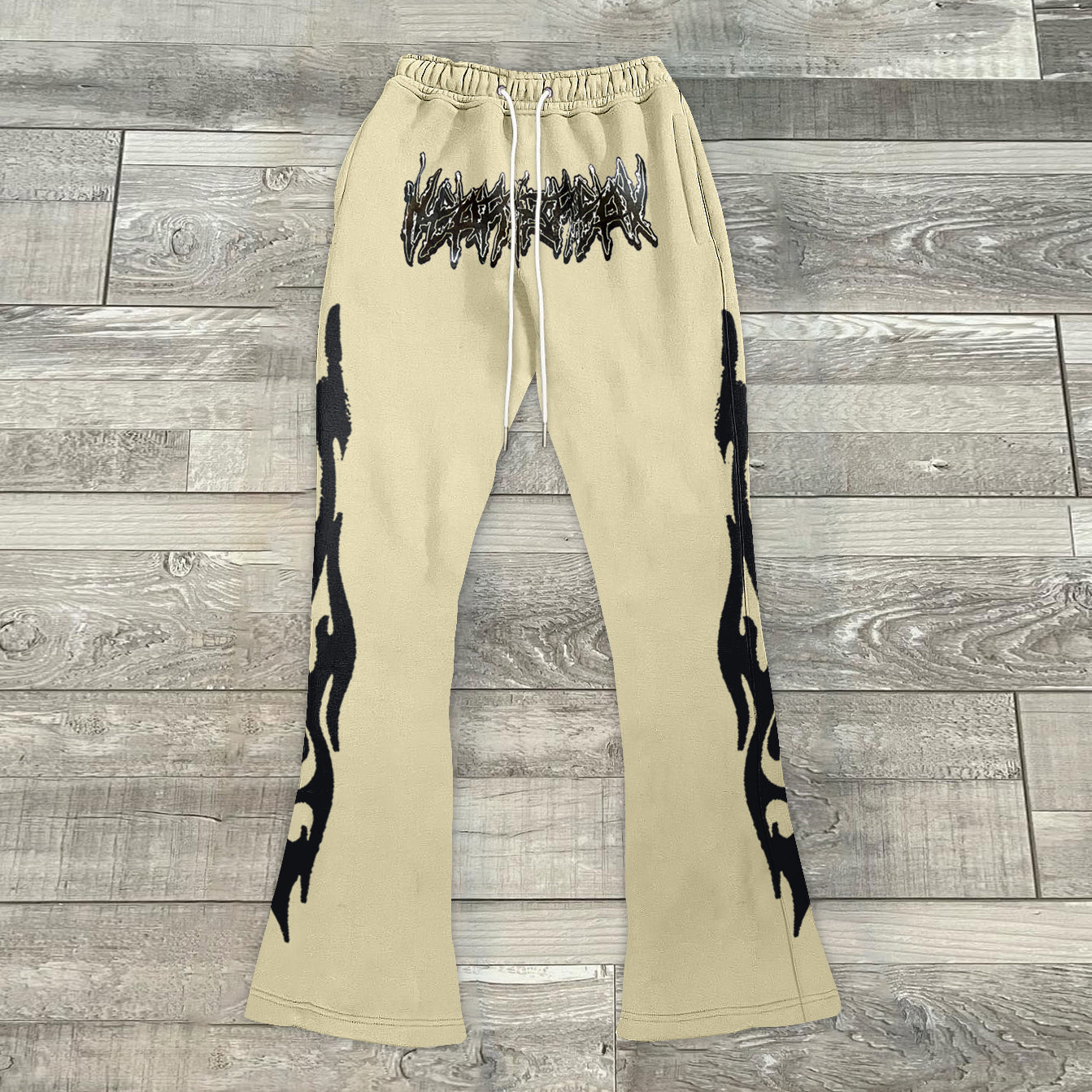 Personalized street style print casual flame flared pants