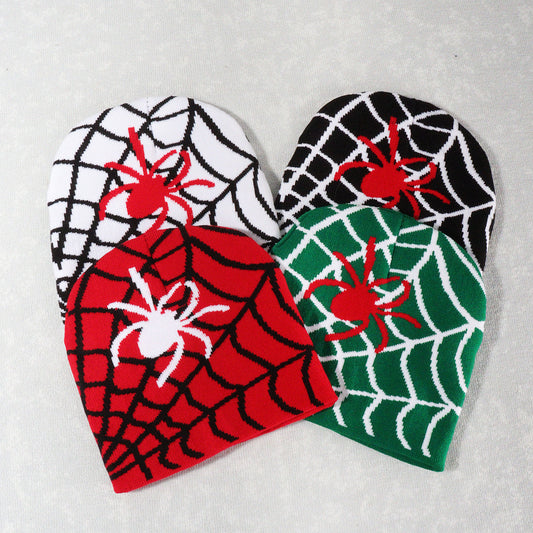 Halloween Spider Web Wool Warm Men's and Women's Knitted Hats