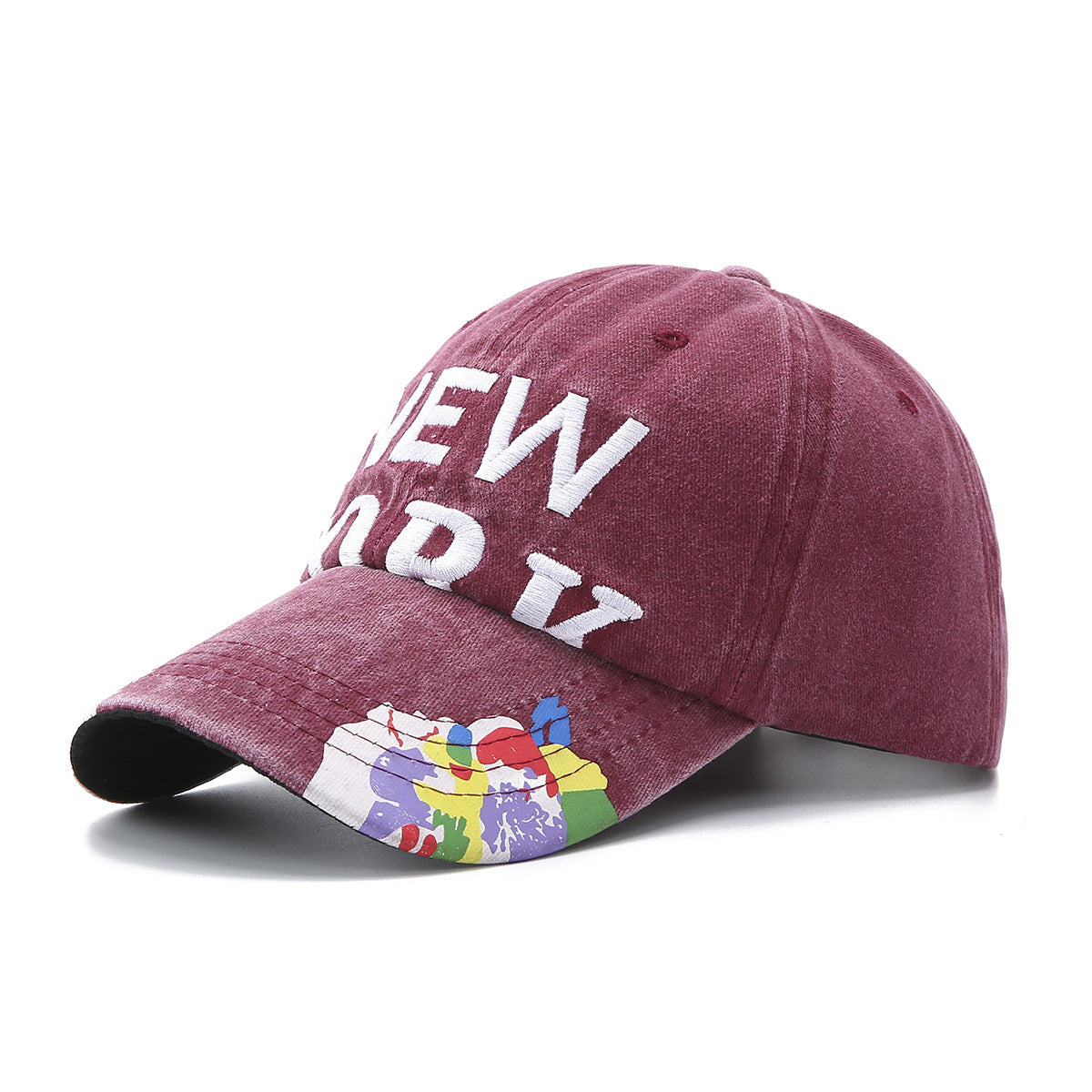 Washed denim NEWYORK embroidered baseball cap