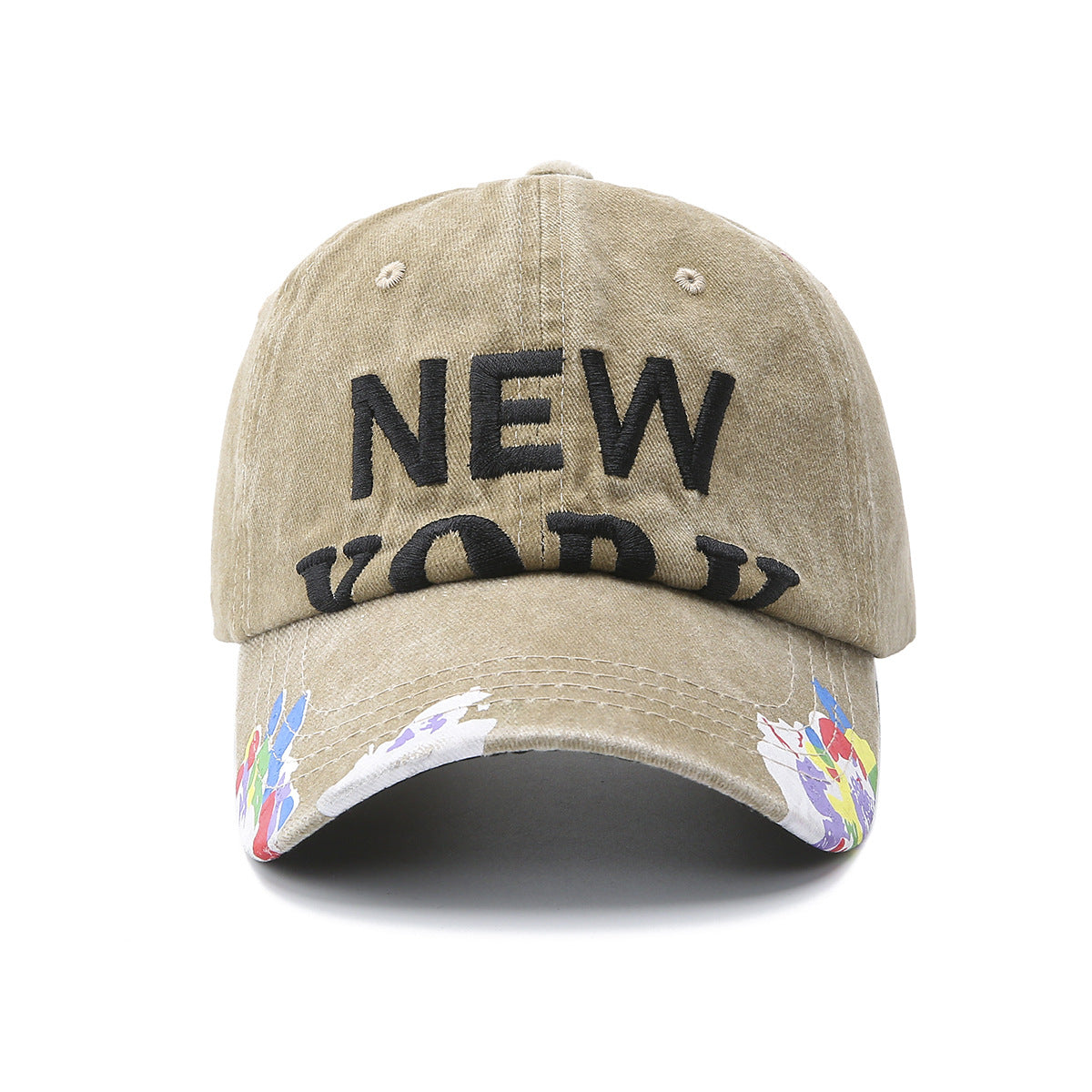 Washed denim NEWYORK embroidered baseball cap