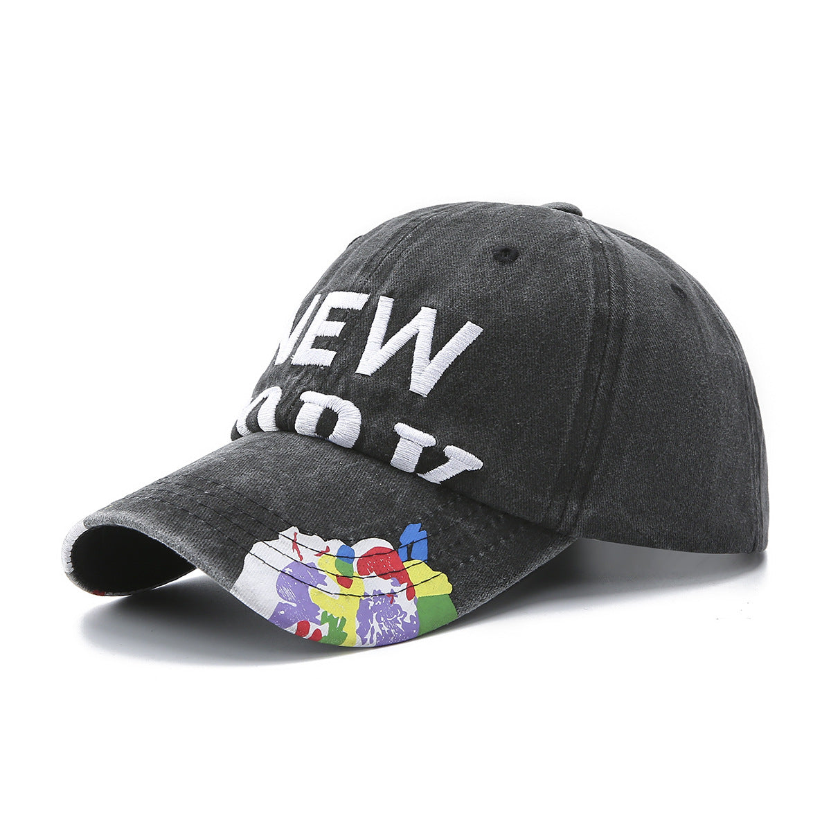 Washed denim NEWYORK embroidered baseball cap