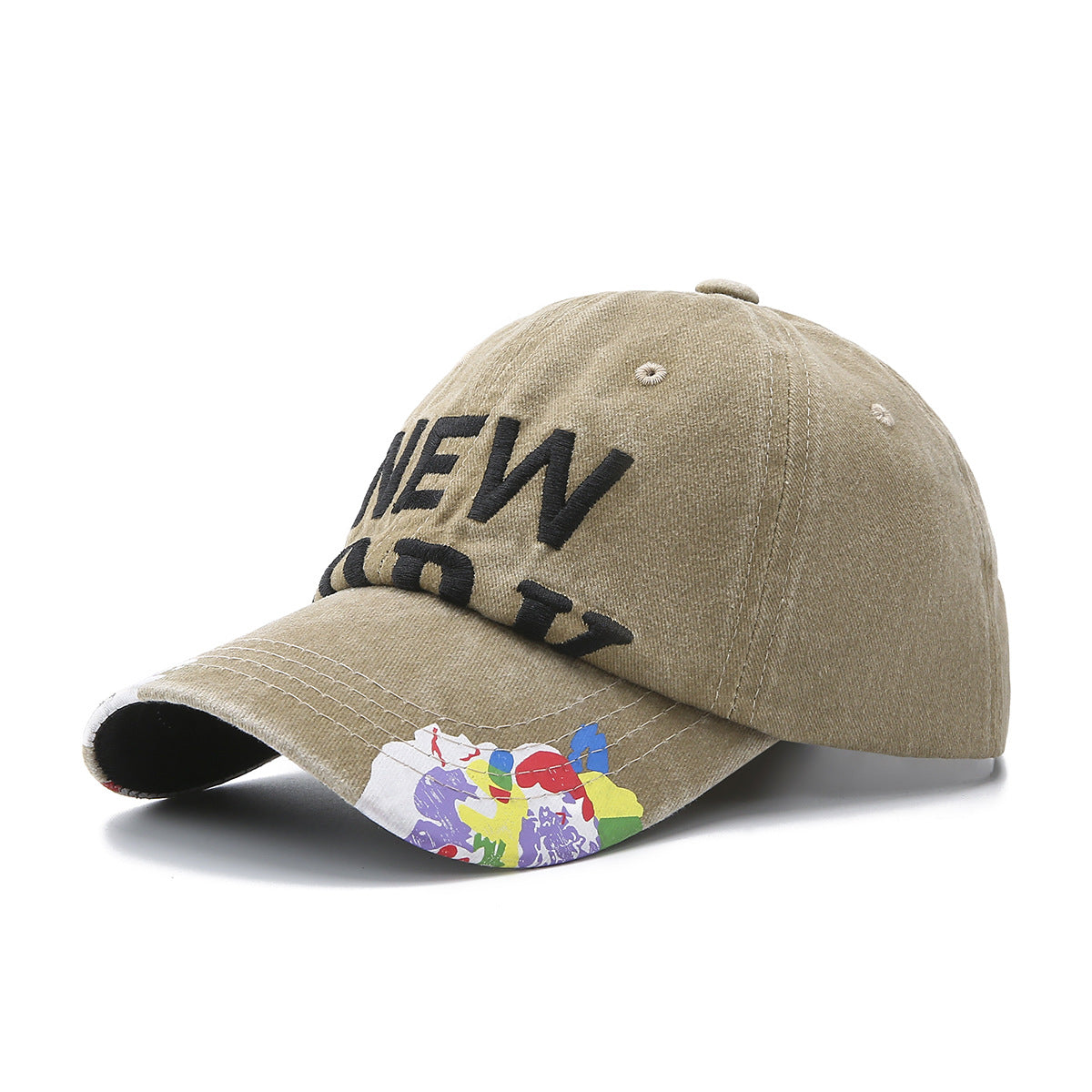 Washed denim NEWYORK embroidered baseball cap