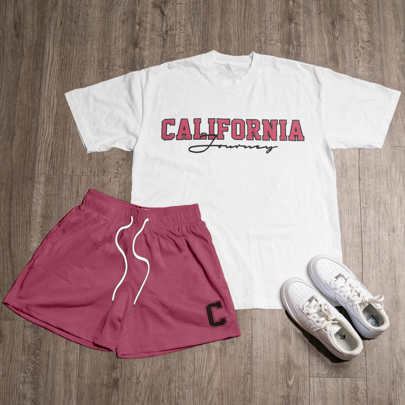 Casual California Print Two-Piece Set