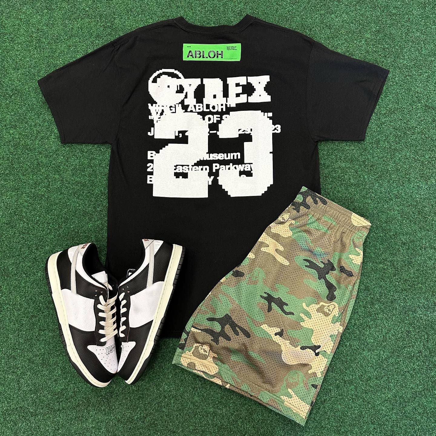 Letter Digital Camouflage Print T-Shirt Shorts Two-Piece Set