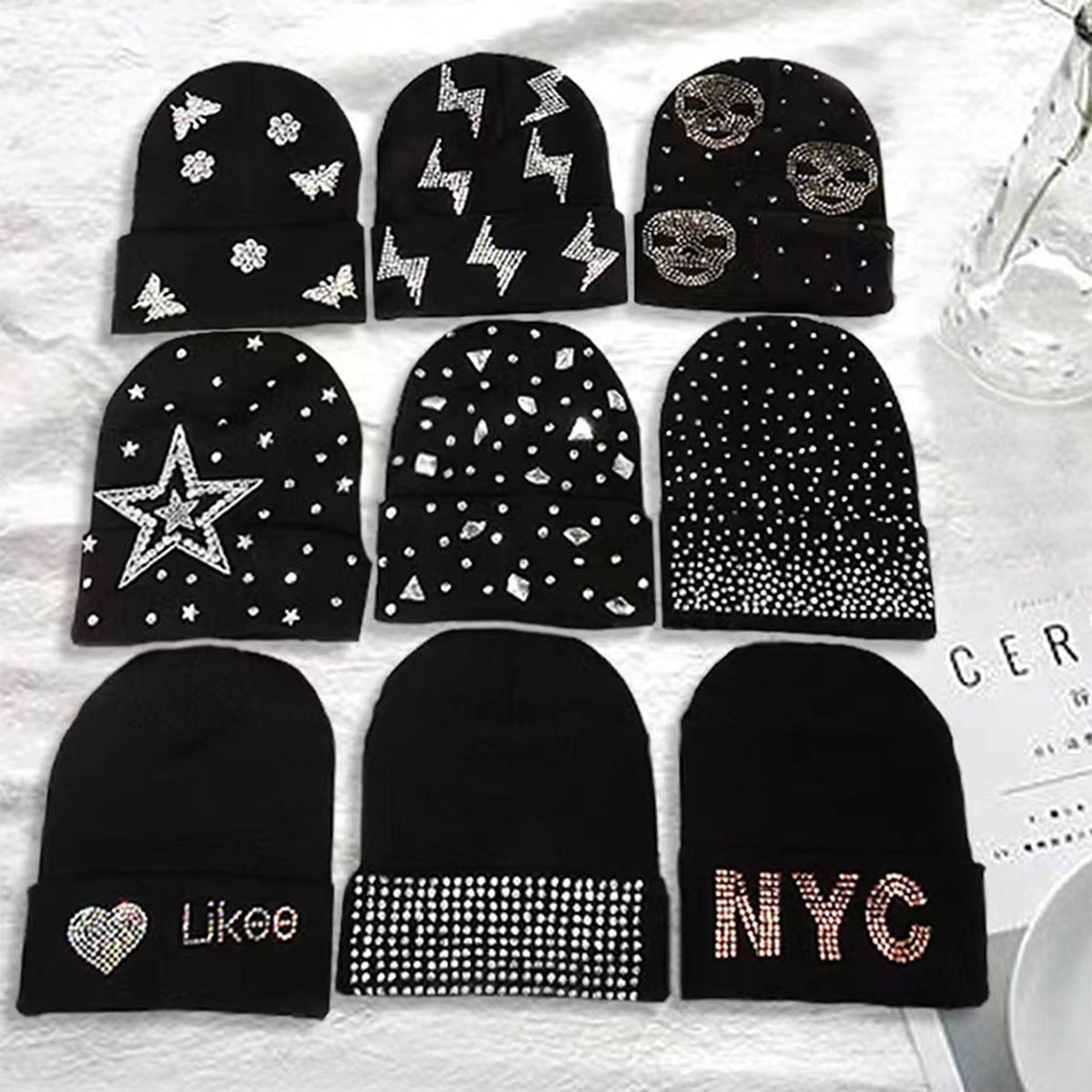 Trendy retro dotted knitted beanie