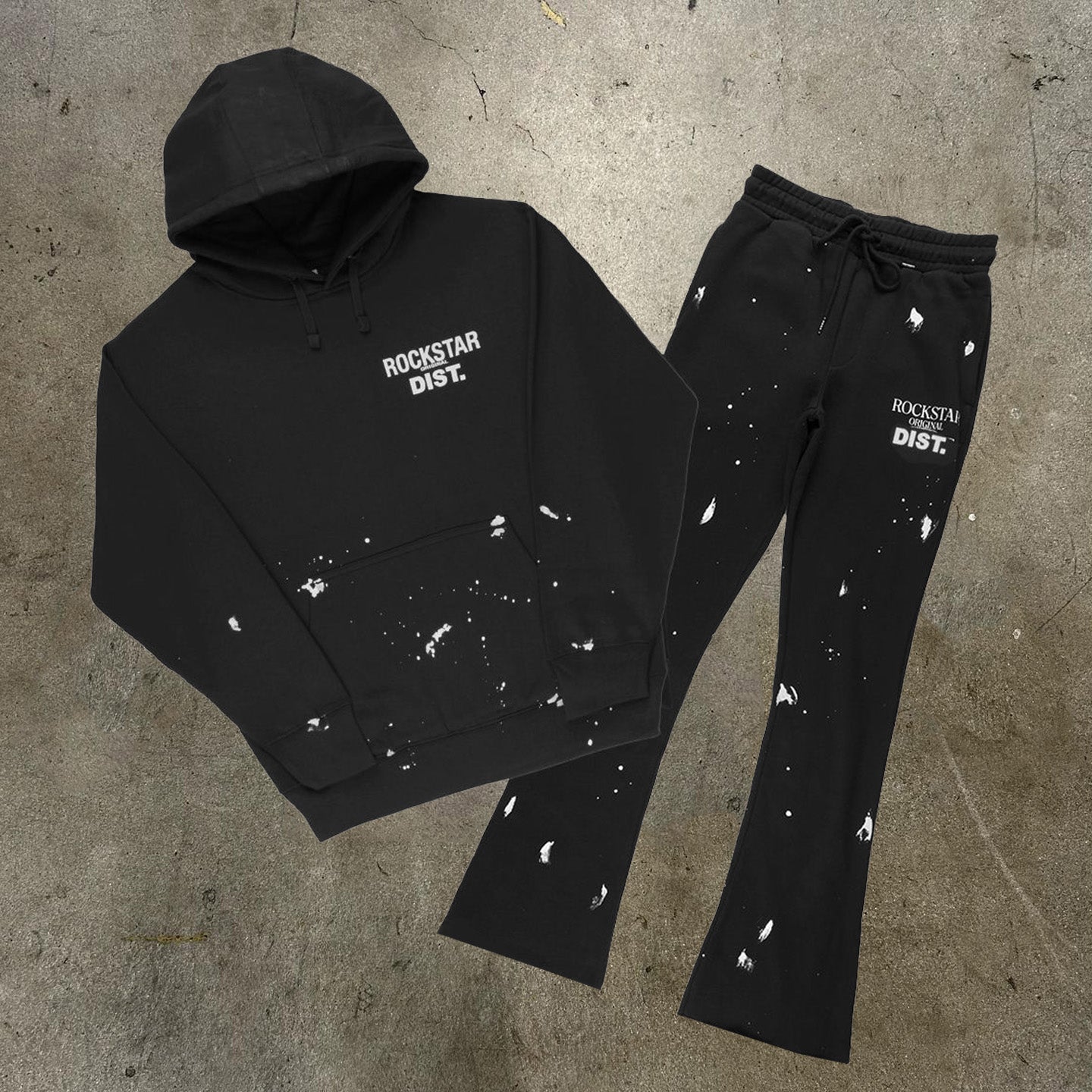 Rockstar Print Hoodie Sweatpants Two Piece Set