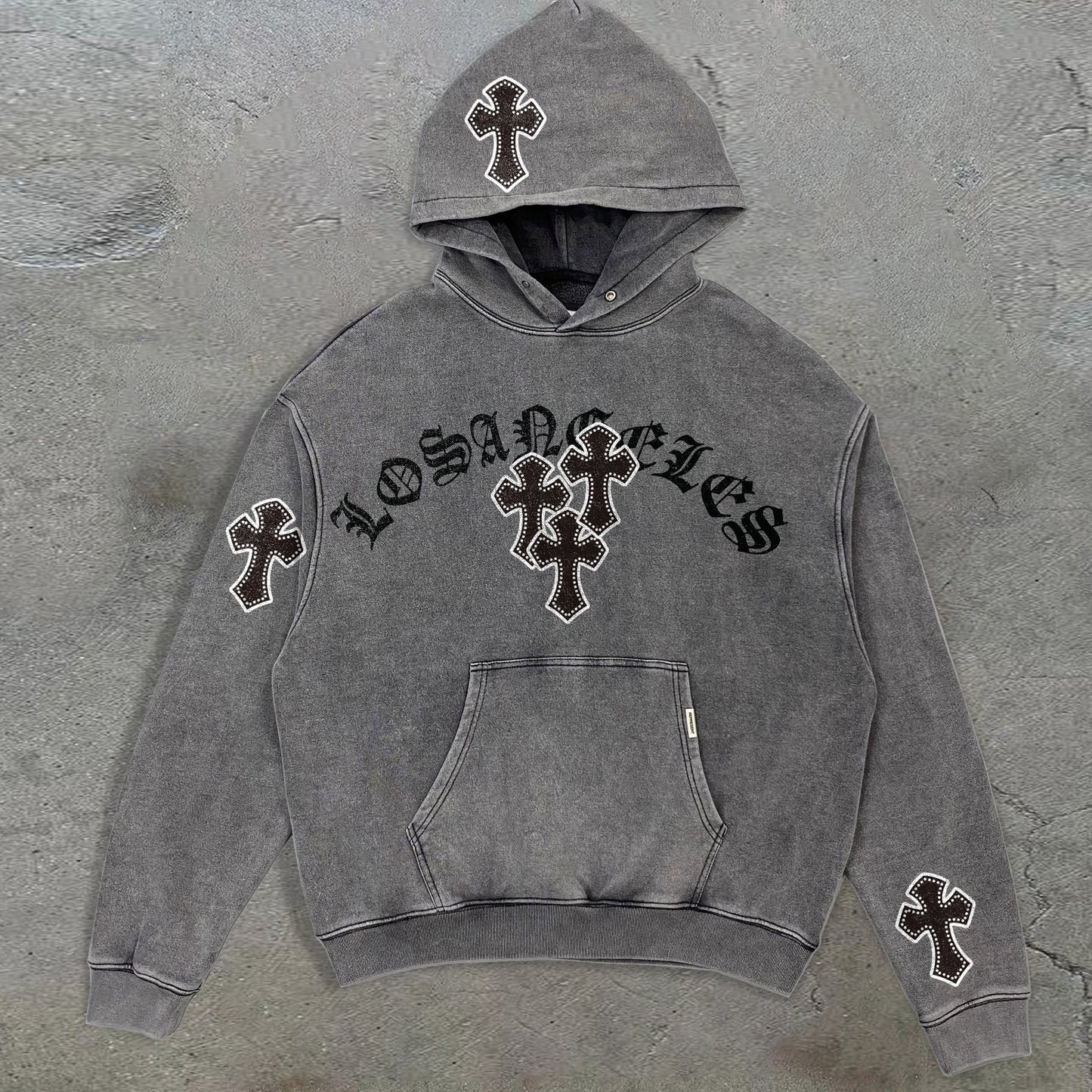 Retro Wash Fashion Cross Trendy Hoodie