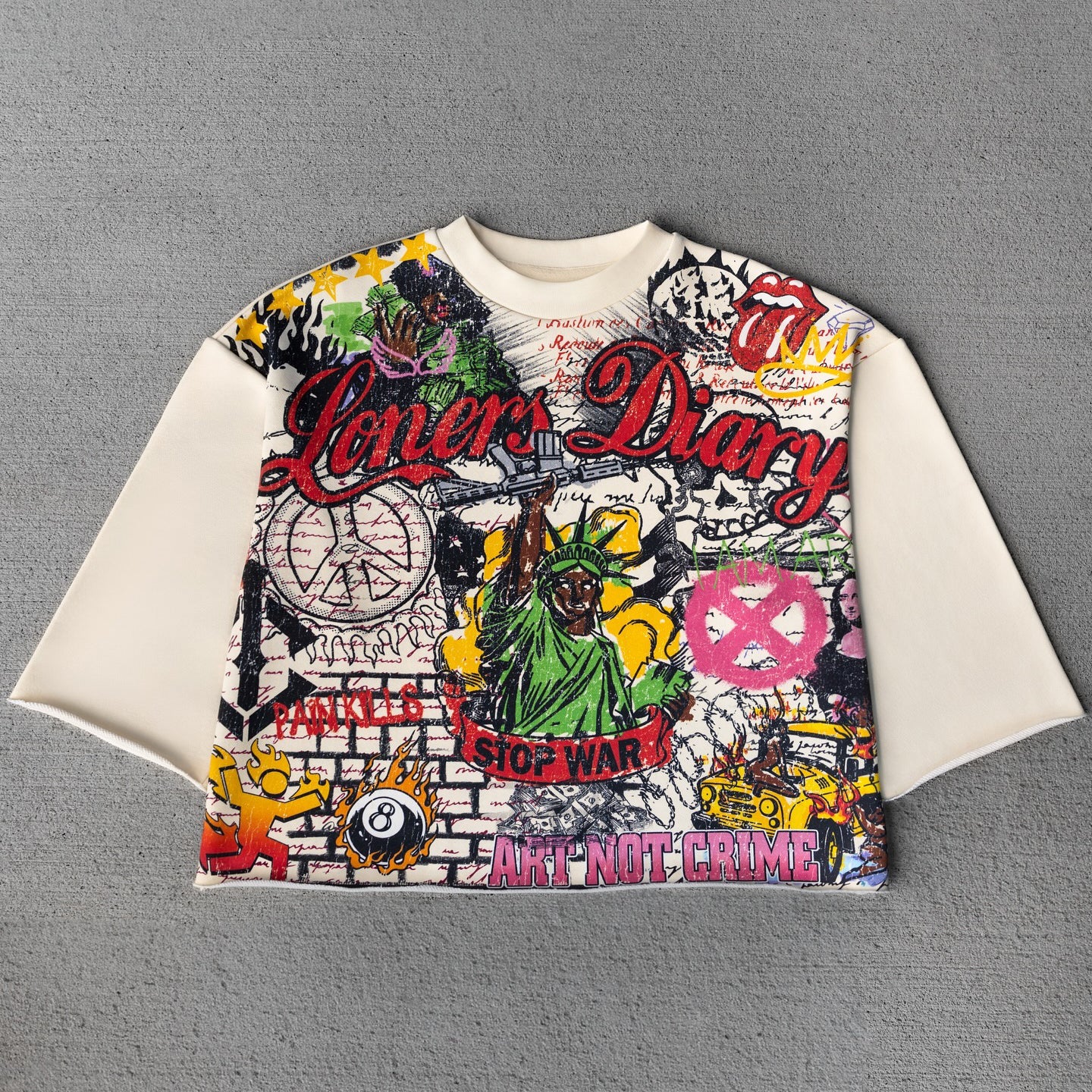 Loners Diary Printed Three-quarter Sleeve T-shirt