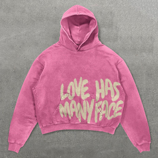 Casual Love Has Many Face Print Long Sleeve Hoodie