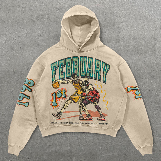 1998 Basketball Game Print Long Sleeve Hoodie