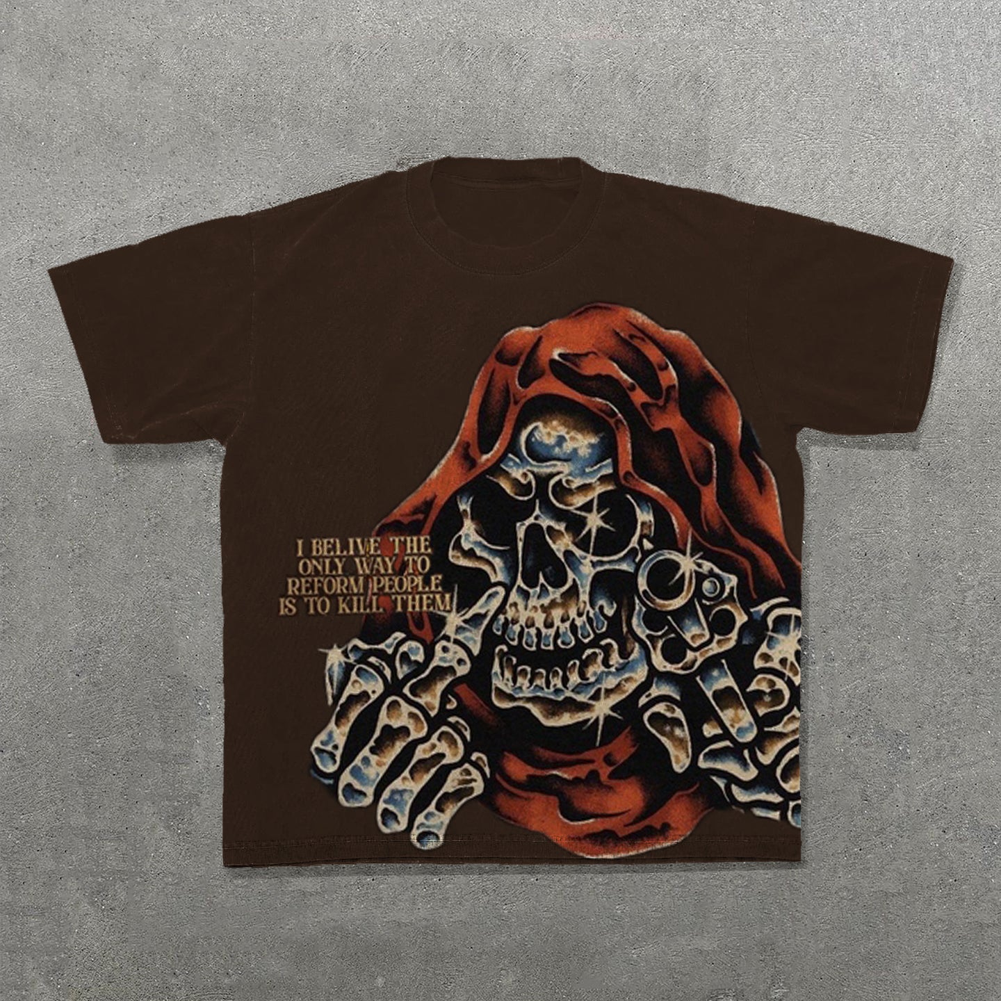 Personalized Skull Print Short Sleeve T-Shirt