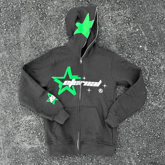 Eternal Pentacle Print Long Sleeve Full Zip Hoodies