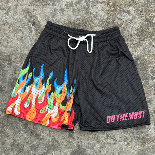 Do The Most Flame Print Mesh Pocket Shorts