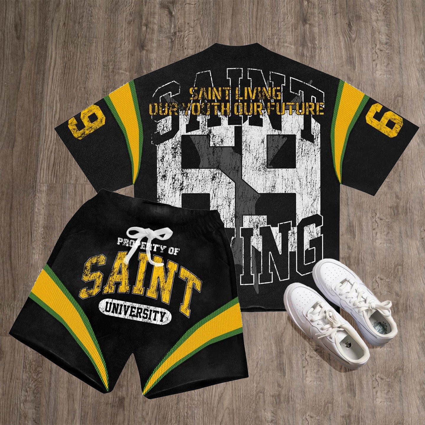 Saint No. 69 Print T-Shirt Shorts Two-Piece Set