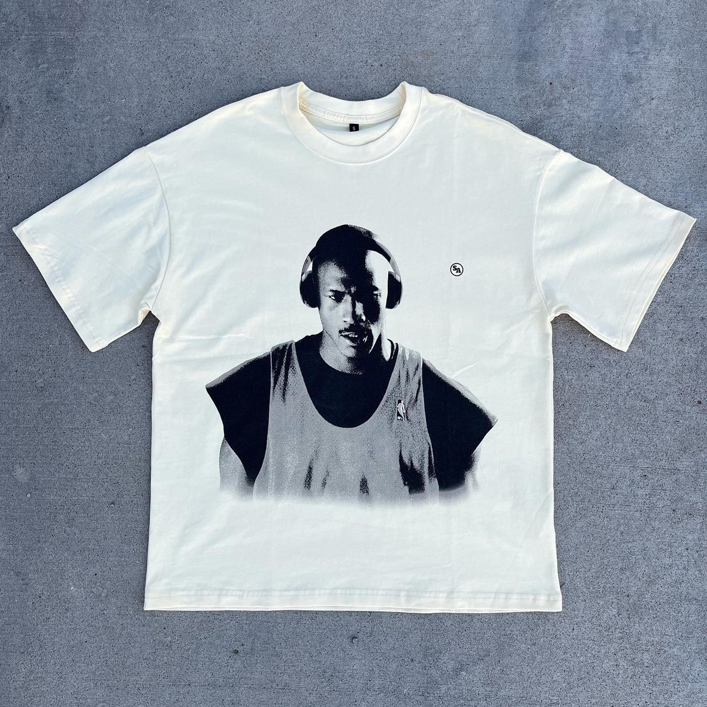 Casual Street Sports Retro Print Heavyweight T-shirt