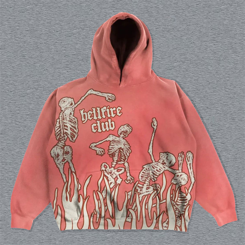 Hellfire Print Long Sleeve Hoodie