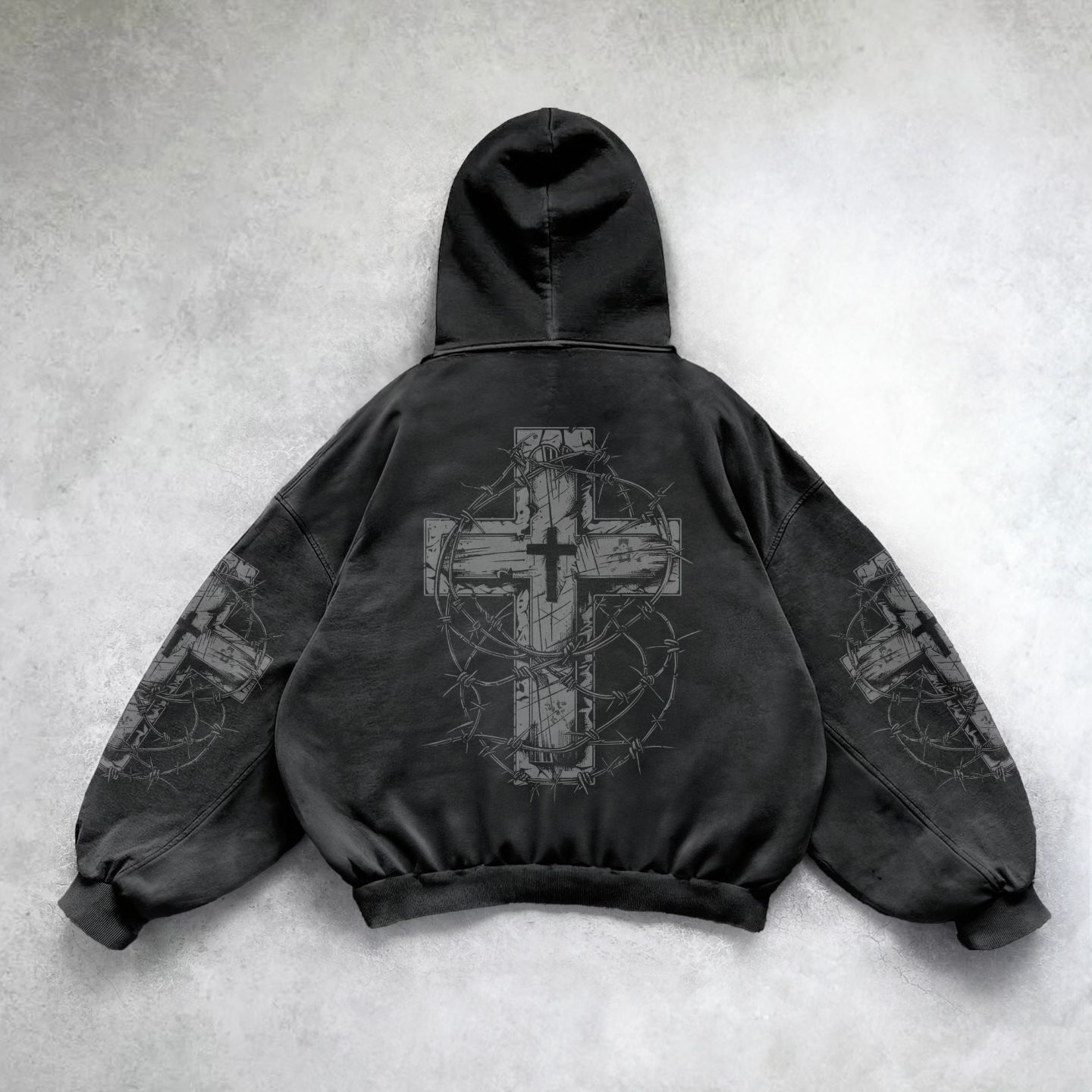 Cross vintage print hoodie