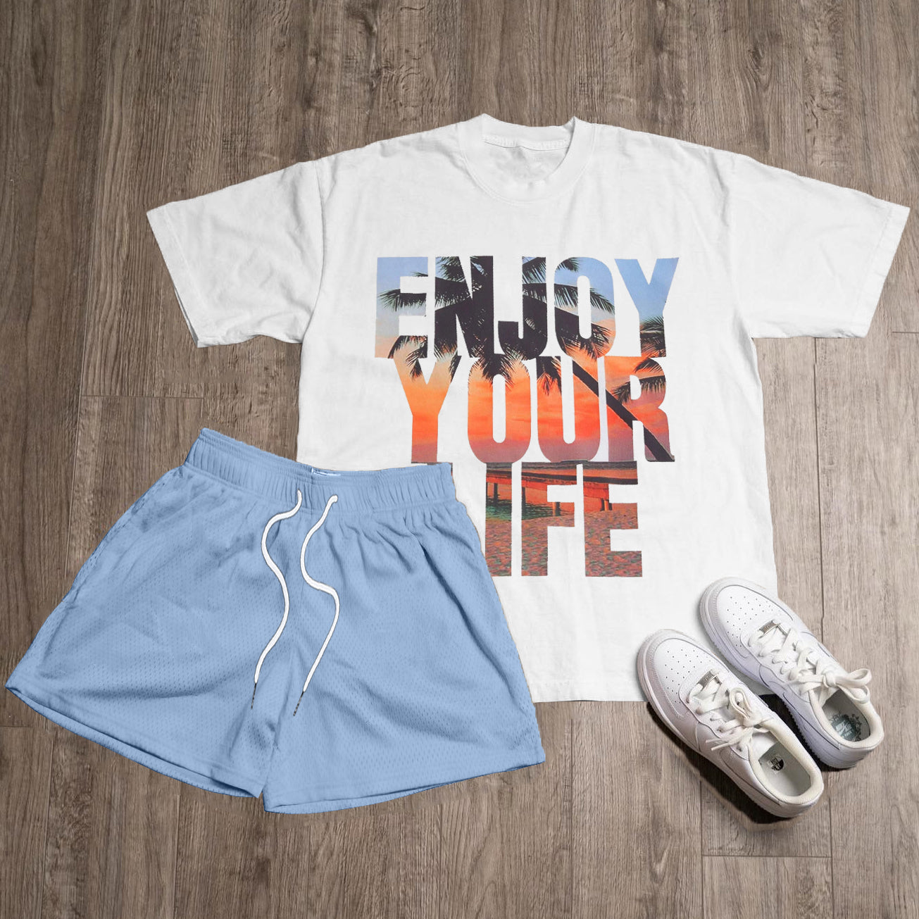 Enjoy Your Life Print Two-Piece Set