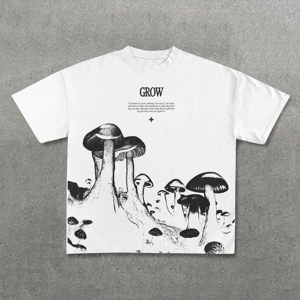 Grow Mushrooms Print Short Sleeve T-Shirt