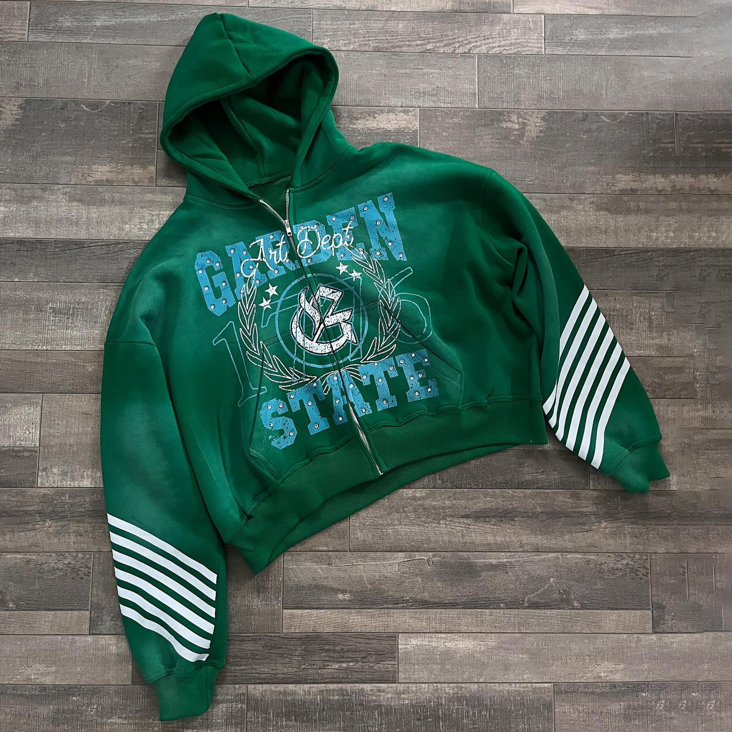 Garden State Print Long Sleeve Zipper Hoodies