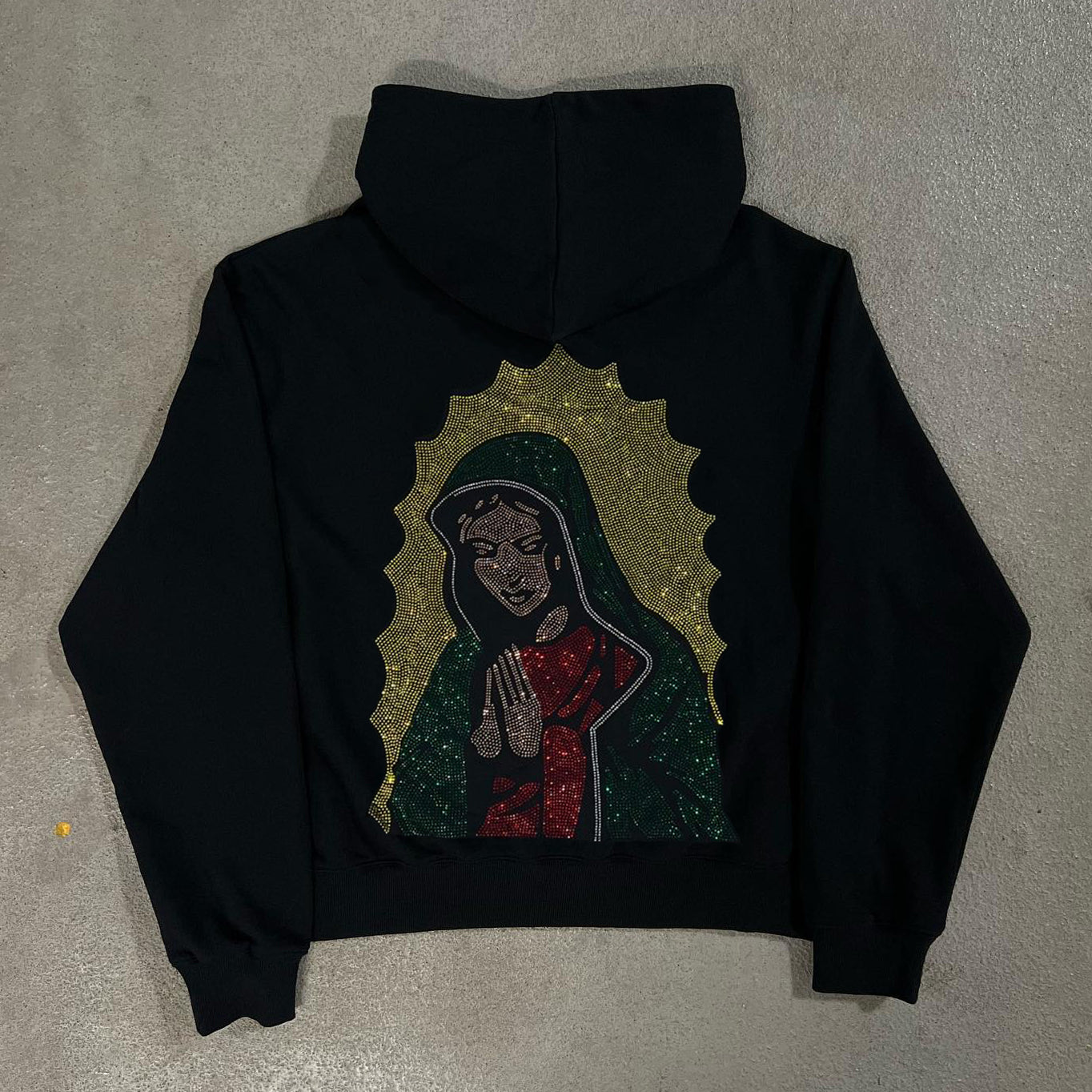 Virgin Mary Rhinestone Long Sleeve Hoodies