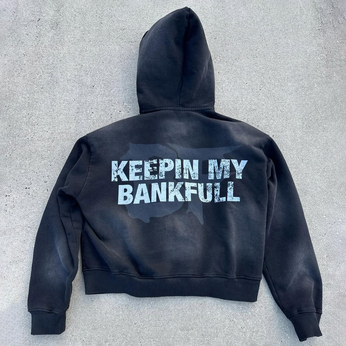 Keepin My Bankfull Print Long Sleeve Zipper Hoodies