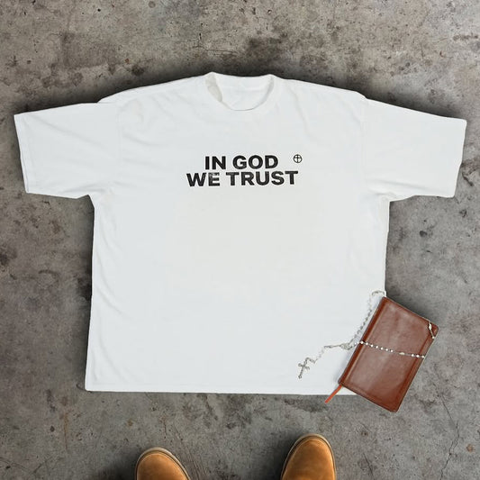 In God We Trust Letters Print Short Sleeve T-Shirt