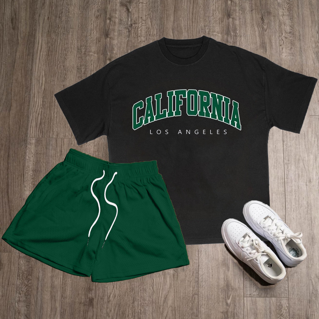 California Print T-Shirt Shorts Two-Piece Set