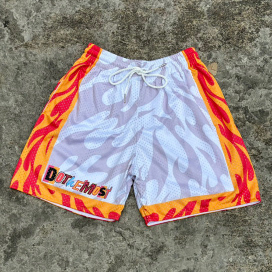 Do The Most Flame Contrast Print Mesh Pocket Shorts