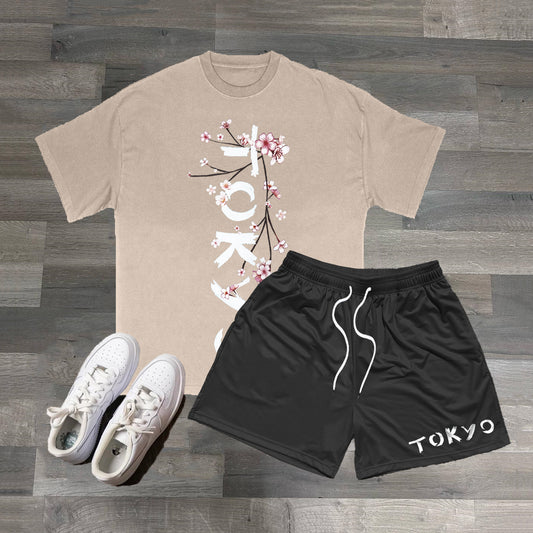 Tokyo & Sakura Print Two Piece Set