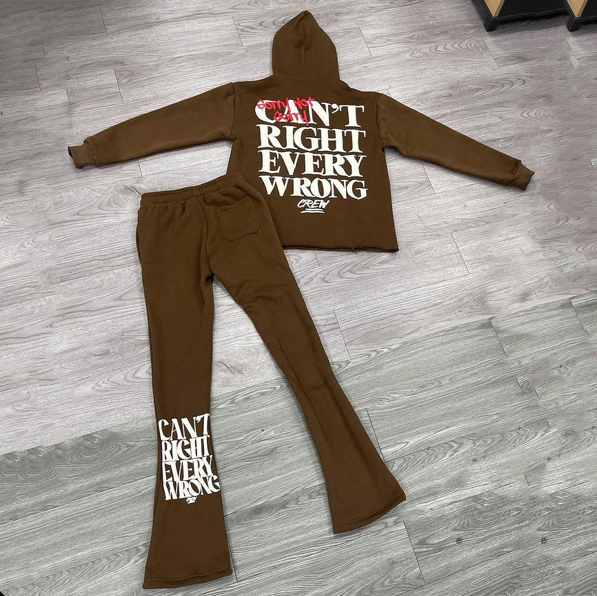 Casual Street Flared Pants Hoodie Two-Piece Set