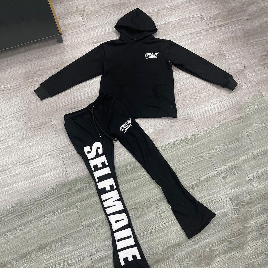 Casual Street Flared Pants Hoodie Two-Piece Set