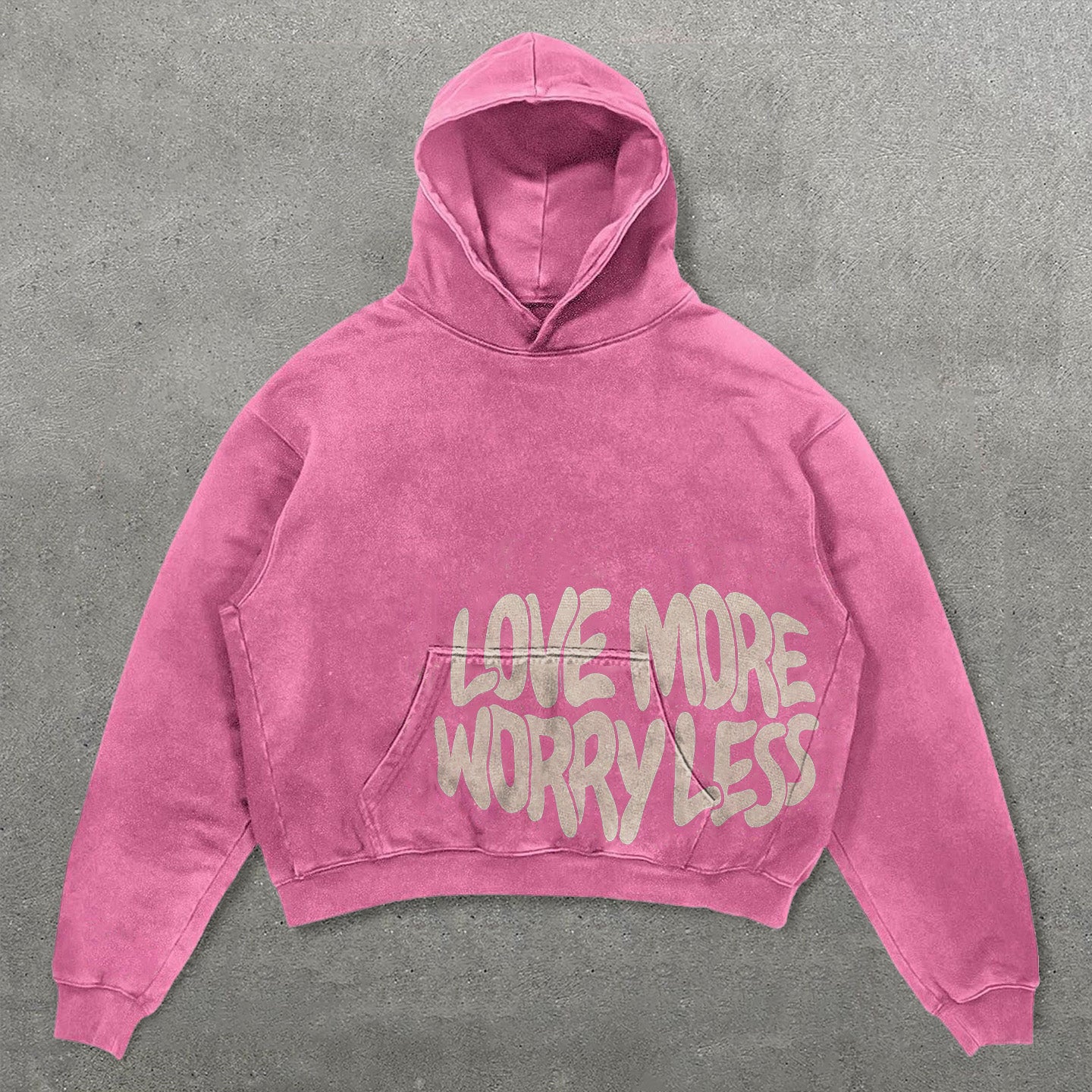 Love More Morry Less Print Long Sleeve Hoodie