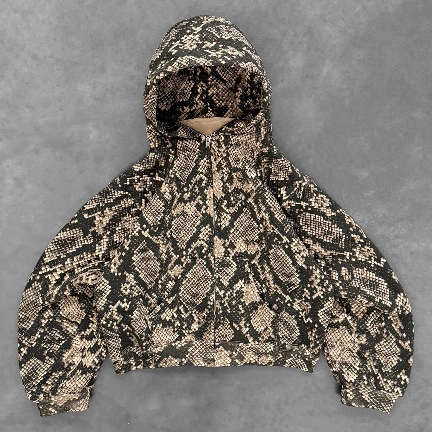 Snake Pattern Print Long Sleeve Zipper Hoodies