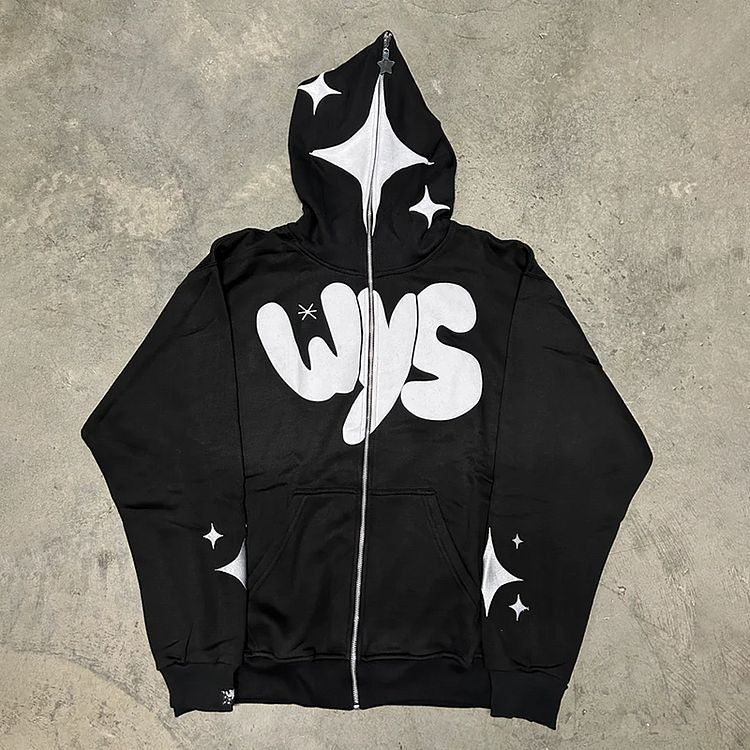 Stars Print Full Zip Hoodie