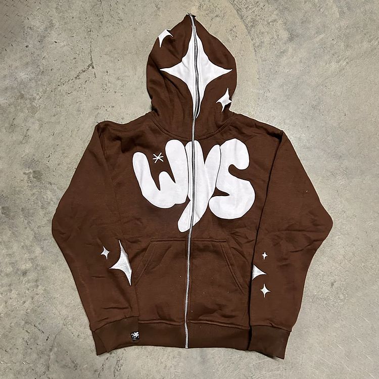 Stars Print Full Zip Hoodie