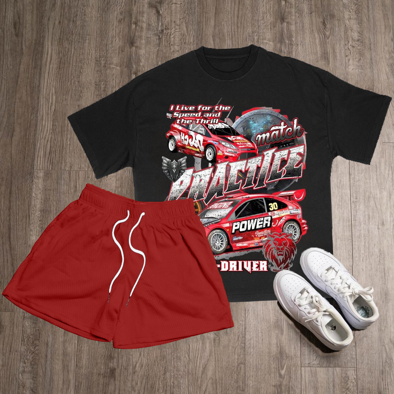 Practice Print T-Shirt Short Sleeve Two Piece Set