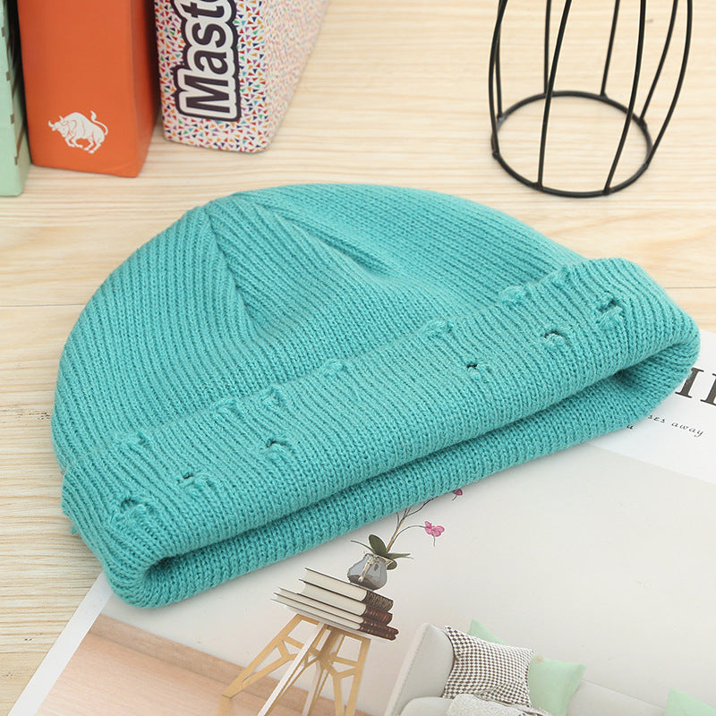 Hip-hop ripped autumn and winter warm woolen knitted hat